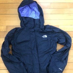 Women’s black and purple Northface rain jacket